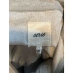 Aerie  Gray Groove On Velour Ribbed Full Zip Cropped Sweatshirt Jacket Medium‎ Photo 1
