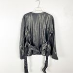 Dana Buchman Metallic 100% Linen Silk Lining Belted Waist Blazer Jacket Size 14 Photo 1