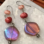 Tiger Mountain Glass Bead Sterling Earrings NWT Purple Photo 0
