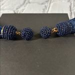 Beaded Straw Blue Gold Tone Dangle Earrings Photo 2