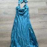 Selfie Leslie Champagne Showers Halterneck Slip Midi Dress in Midnight Photo 4