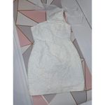 Lulus  Unique Perfection White Floral Jacquard One-Shoulder Mini Dress Size S Photo 2
