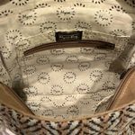 Myra crossbody Bag leather canvas woven turn lock western boho coastal cowgirl Brown Photo 4