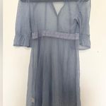 Free People Periwinkle Blue Bittersweet Lace Bishop Sleeve Mini Dress sheer SP Photo 2