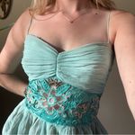 Muse Teal Silk Flowy Top Blue Size 14 Photo 6