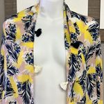 J. By J. Crew Tropical Yellow Blush Cream and Navy Wrap or Scarf with Tassels Photo 3