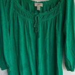 Loft  M Green Bubble Hem Peasant Top Photo 0