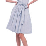 Norma Kamali  Belted Pinstripe Button Down Shirt Dress Size L Photo 0