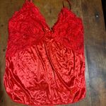 Red charmeuse & lace sleep cami short set L XL Photo 1