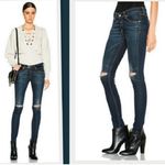 Rag and Bone Distressed Cutout Skinny Jeans Blue Ayoyama 24 Moto Grunge Photo 2