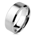 Mirror Polished Flat Band 316L Stainless Steel Ring 8mm width size 9 Silver Photo 0