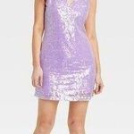 A New Day Mini A-Line Purple Sequin Dress Photo 0