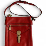 Charming Charlie  Red Faux Cobbled Leather Crossbody Bag with Adjustable Strap Photo 0