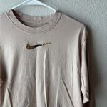 Nike Long Sleeve Tee in Beige with Leopard Swoosh Photo 1