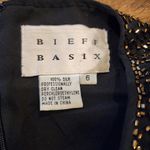 Vintage Bieff Basix Black Silk Short Sleeve Retro gold Beaded Midi Dress 6 Photo 13