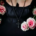 1pc Black Religious Christian Cross‎ Fashion Obsidian Style Pendant Necklace Photo 4