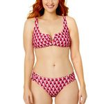 Time & Tru NWT  Women's Geo Print V-Wire Bikini set size medium 8-10 pink swim Photo 13
