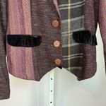 California Sunshine Patchwork Blazer Jacket Velvet Collar Plaid Textured Wool Blend Womens Small Photo 2