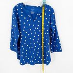 Van Heusen  Blue Polka Dot V-Neck Pullover Career Blouse Women's Size Small Photo 5