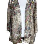 Umgee Size S/M Boho Festival Kimono Semi Sheer Open Front Caftan Cover Up Tan Photo 5