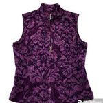 Charter Club  Woman Purple & Black Floral Velour Quilted Vest Size Petite… Photo 0