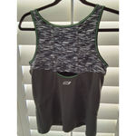 Skechers GOdry Womens Black Gray Heathered Athletic Tank Top Keyhole Green Trim Photo 2