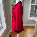 Vintage International Scene Red Wool Blazer Jacket Black Velvet Collar Cording S Photo 5