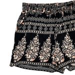 Nordstrom Breeze Ever Loose High Waisted Boho Paisley Print Rayon Shorts Black Large Photo 3