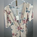 Sheer Maxi Floral Wrap Belted Dress Short Slit Sleeves Large Flowy Cottagecore Photo 1