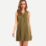 ✨Army Green Sleeveless Lace Up Vest Dress✨ Green Size L Photo 1