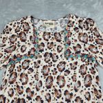 Savanna Jane Women's Top M Blouse Animal Print Embroidered Long Sleeve Western Brown Size M Photo 1