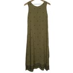 Christopher & Banks Boho Floral Flowy Olive Green Sleeveless Rayon‎ Dress Photo 3