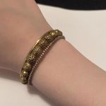 Women’s Gold Tone Stretchy Spiral Costume Beaded Bracelet Photo 6