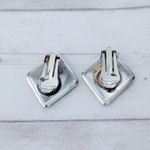 Vintage Clip On Earrings Statement Black & Cream Diamond Shape Photo 4