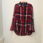 Free People Easy Street Plaid Long Sleeve tunic blouse red blue sz XS Photo 1