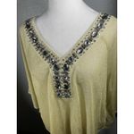 Signature Studio Sheer Gold Metallic Blouse Top M Pullover Tunic Beaded Sequins NYE Party New $48 Photo 2