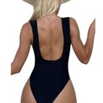 Women's Black Tie Bow Swimsuit Deep V Photo 4