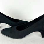 Eileen Fisher  Kiss Stretch Knit Pump Size 10 Black Almond Toe Suede Cone Heel Photo 2