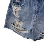 Topshop Moto Mom Light Rinse Distressed Denim Shorts Cut-Off High Waist Sz 10 Photo 2