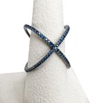 Sterling Silver Gunmetal Gray Blue Tanzanite Pave Criss Cross Orbit Ring Photo 2