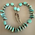 Southwestern Turquoise Colored Howlite Gemstones and Heishi Stones Nickel Silver Blue Photo 1