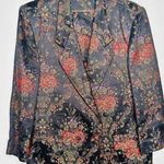 Vintage ANNE PINKERTON Floral Blazer Oversized Pants Set 90s Retro Size 12 Black Photo 0