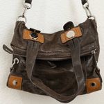 Vintage B. MAKOWSKY Two Tone Brown Genuine Leather Slouchy Satchel Crossbody Photo 8