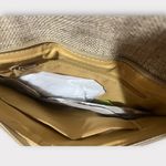 NWT. Woven Tan and White Clutch Bag with Gold Chain Strap and Buckle Photo 3