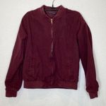 Brandy Melville Burgundy Zipper Long Sleeve Bomber Jacket Sz Lg Cotton Women’s Photo 0