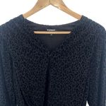 EXPRESS  Womens Jacquard Velvet‎ Leopard Sparkly Long Sleeve Bodysuit Black XS Photo 1