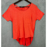 Anthropologie  Amadi Top Womens‎ Small Red Tessa T-Shirt High Low Gathered Boho Photo 0