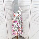 Old Navy  Tropical Floral Print Cami Sundress Fit Flare White‎ Pink Small Photo 2