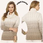 Ralph Lauren  Cable Knit Cowl Neck Sweater Women's Medium Ombre Beige Cream Photo 1