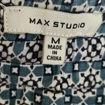 Max Studio Geo Print A-Line Maxi Skirt Size M Drawstring Blue Teal Boho Photo 6
